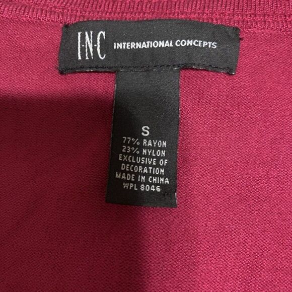 inc womens solid magenta pink purple short sleeve sweater top small - Picture 3 of 3